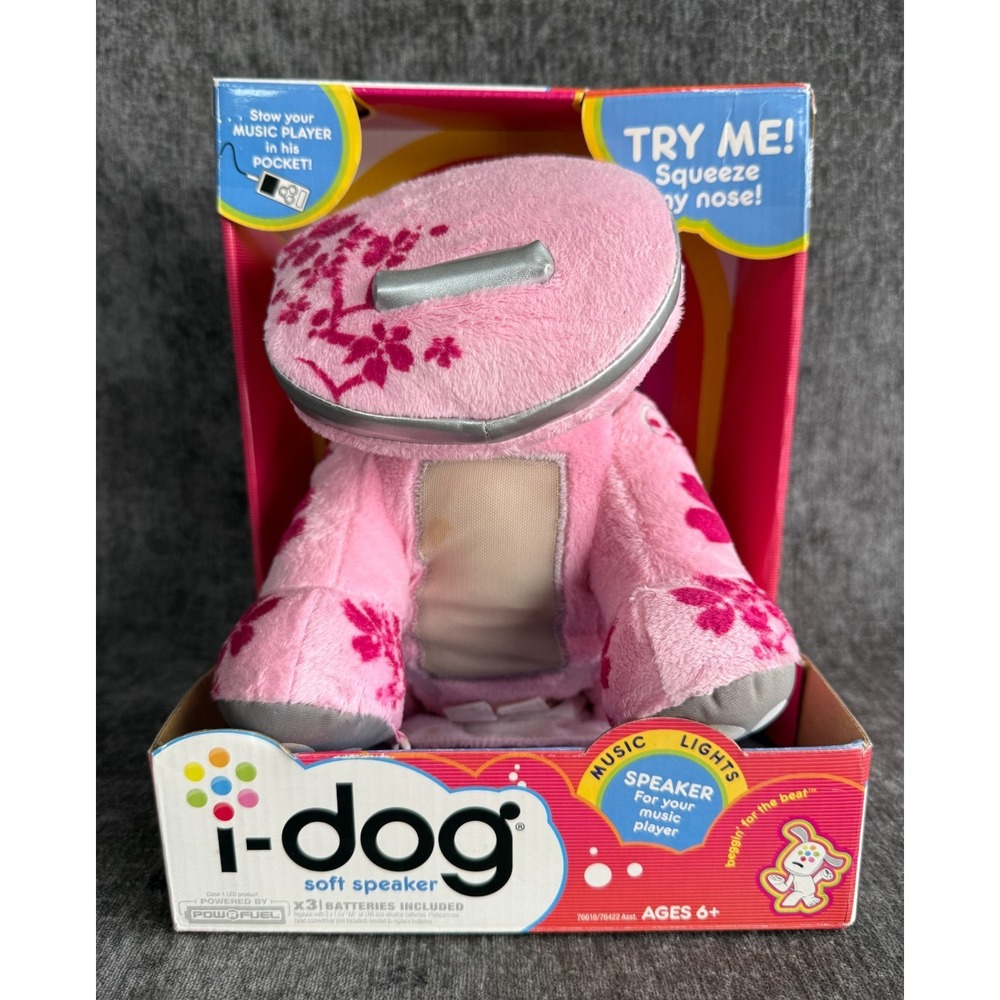 I-Dog Soft Speaker Plush Dog Floral Pink Valentine 2008 Works NIB